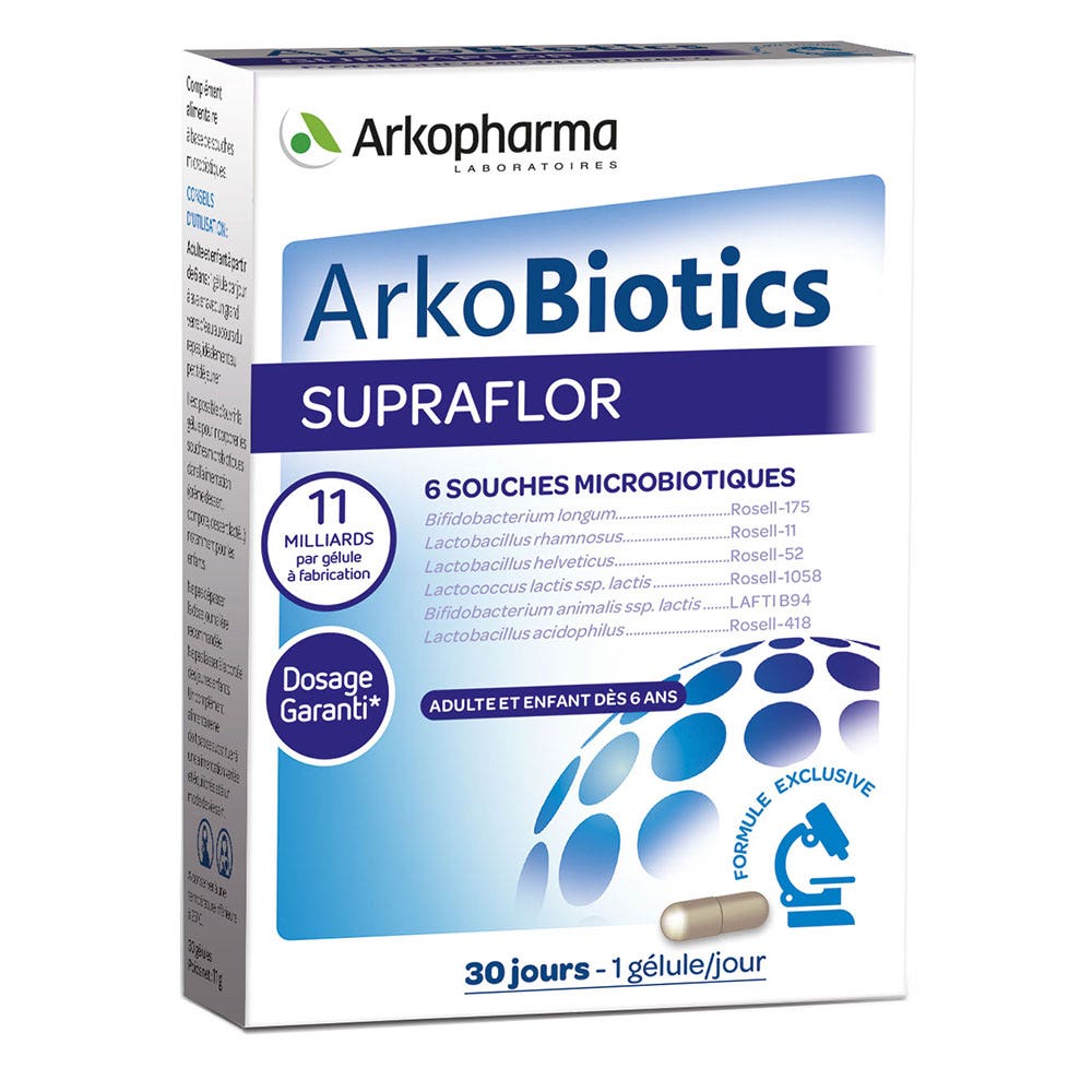 Arkopharma Arkobiotics Supraflor Probiotiques 30 gélules