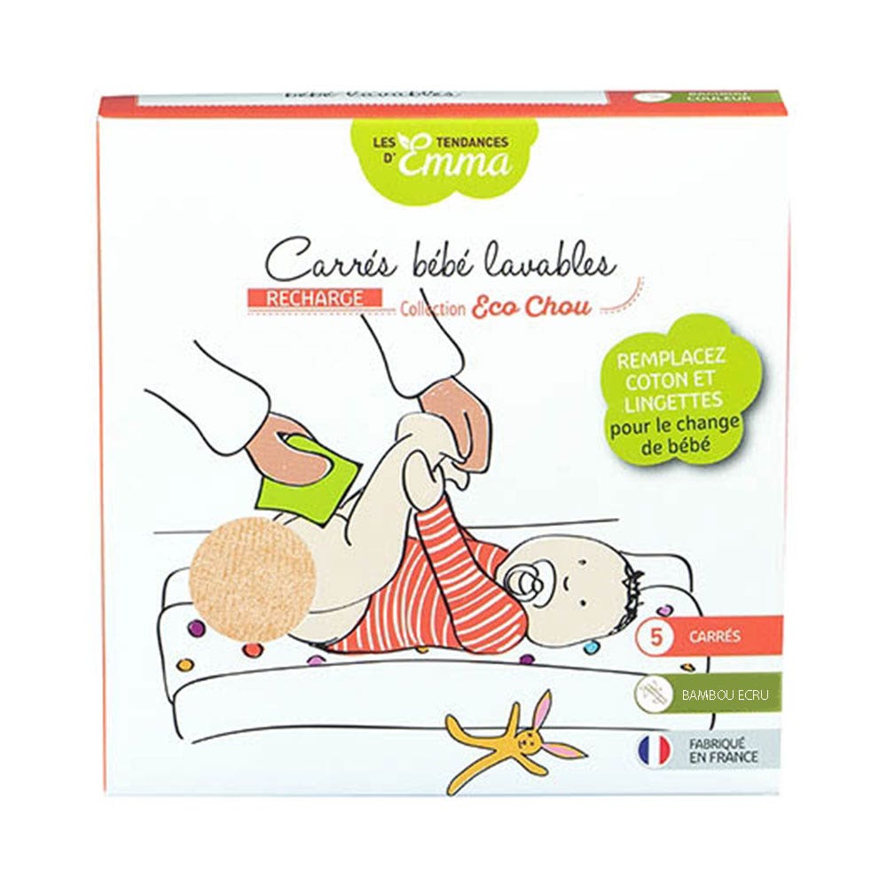 Les Tendances D'Emma Eco Chou Carrés Bébé Lavables En Bambou Ecru x5