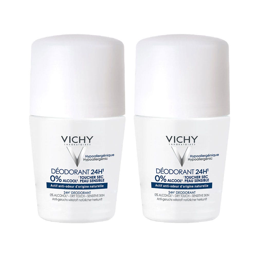 Vichy Déodorant Toucher Sec 24h Peaux Sensibles Roll-on 2x50ml