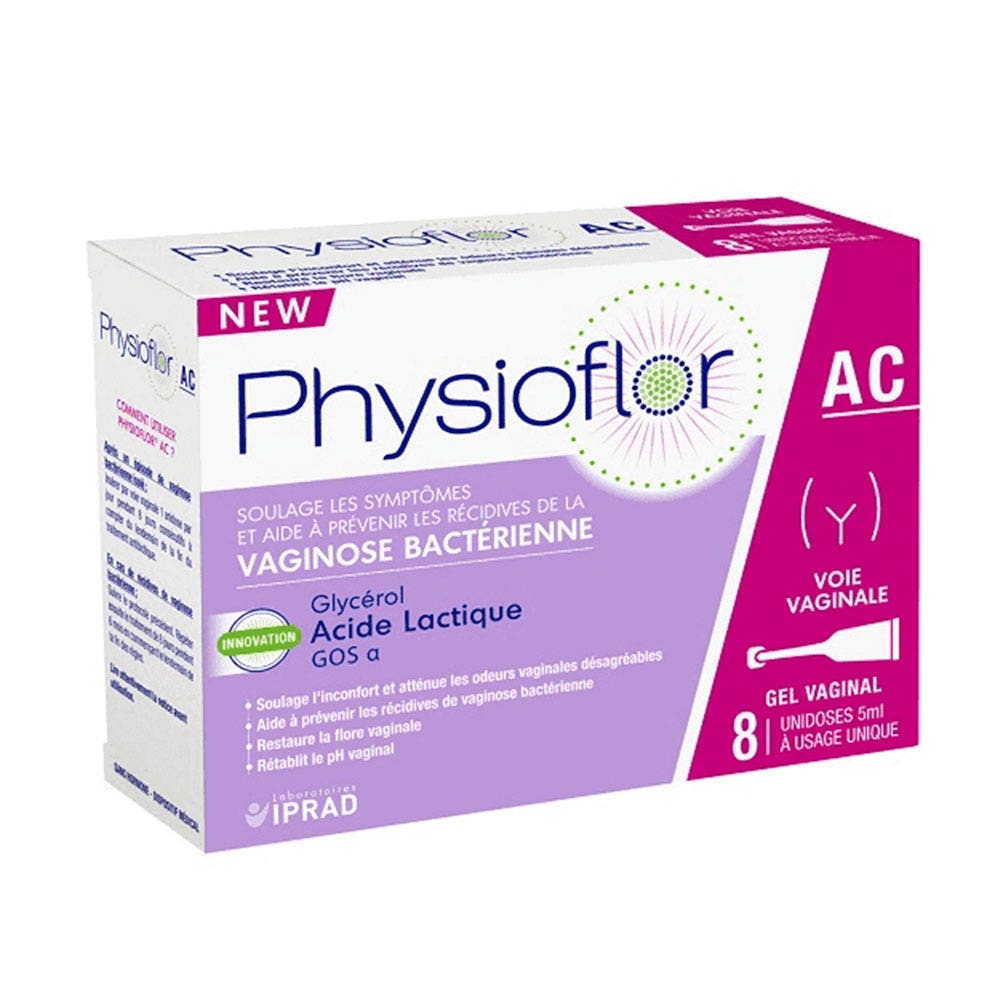 Physioflor Ac 8 Unidoses Gel Vaginal Vaginose Bactérienne 40ml