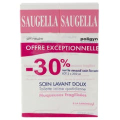 Saugella Poligyn Toilette Intime Quotidienne Poligyn Muqueuses Fragilisees 2x250ml