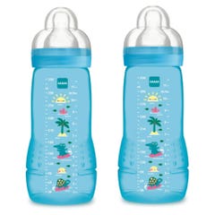 MAM Biberon Easy Start Anti-Colique (320 ml), biberon bébé idéal pour  l'allaitement mixte, tétine débit 3, base aérée anti-colique, Aqua