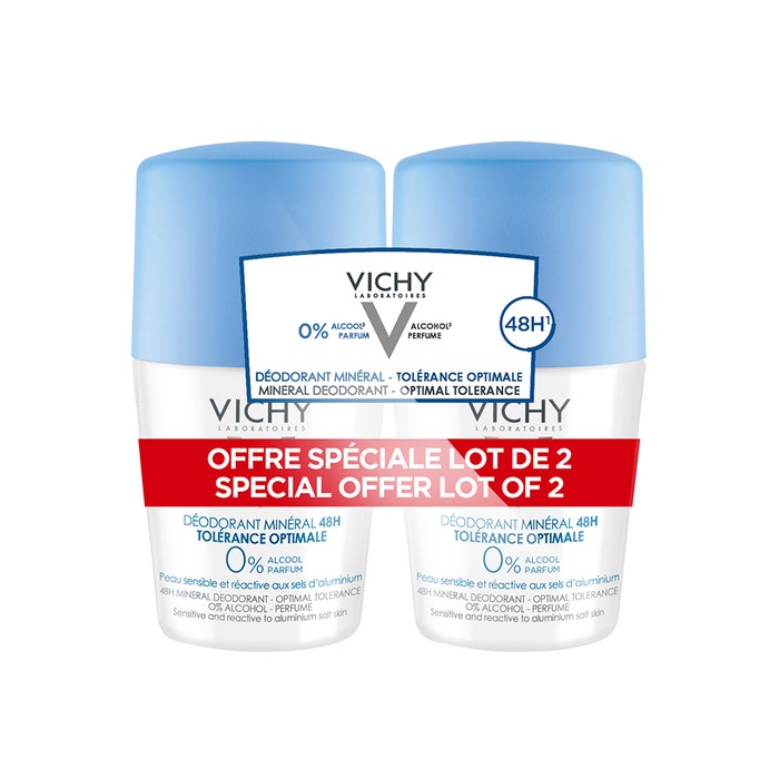 Vichy Déodorant Tolerance Optimale 48h Peaux Sensibles Mineral 2x50ml