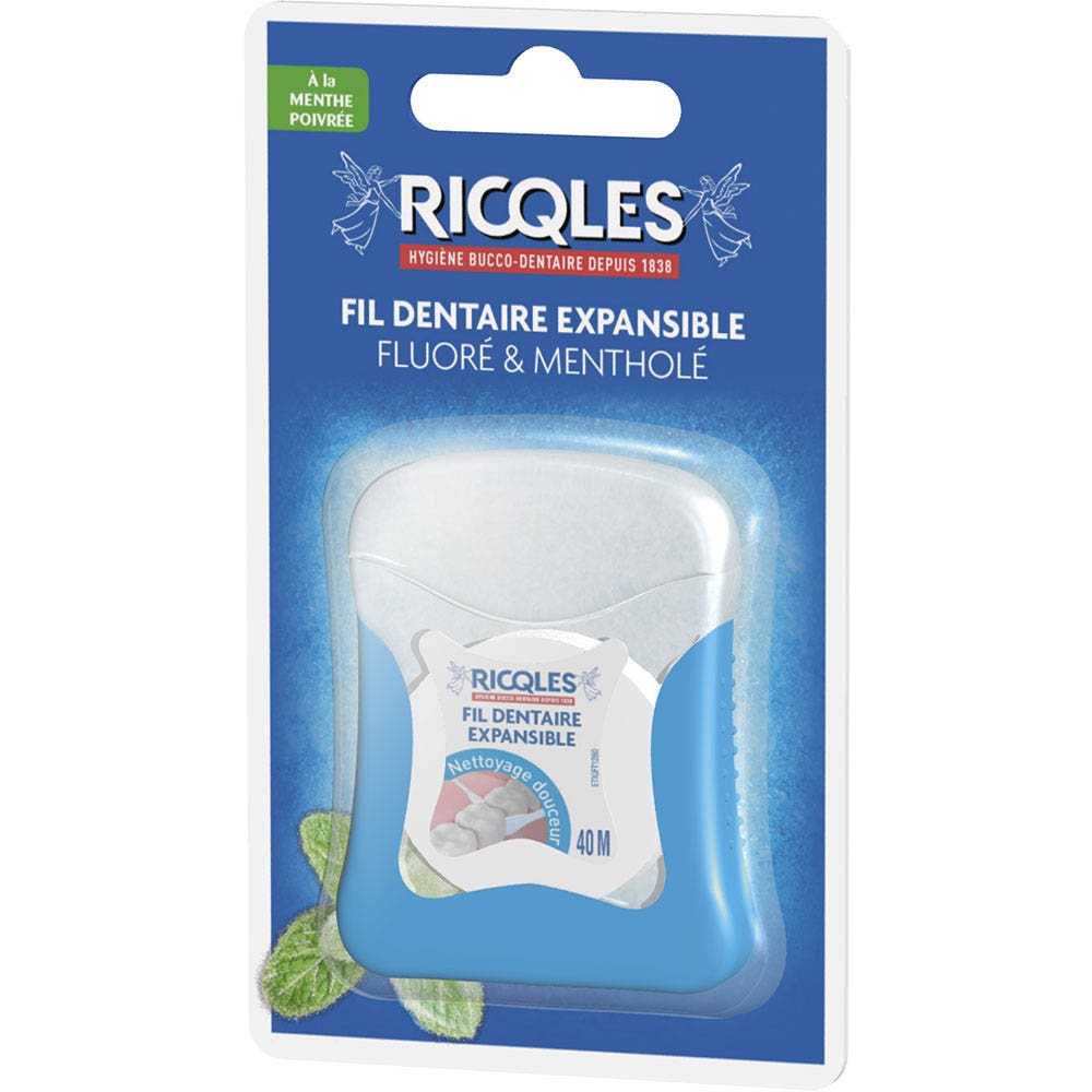Ricqles Fil Dentaire Expansible 40m Goût Mentholé