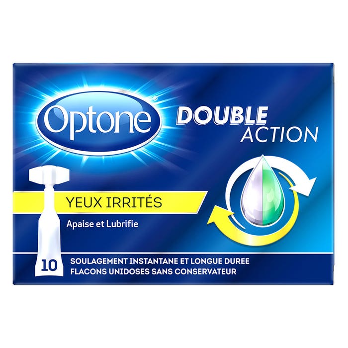 Monodoses Sans Conservateur Apaisantes 10 unidoses de 0,5ml Yeux Irrites Optone