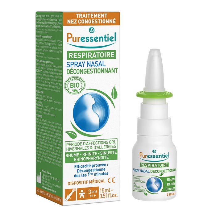 Puressentiel Respiratoire Spray Nasal Decongestionnant 15ml