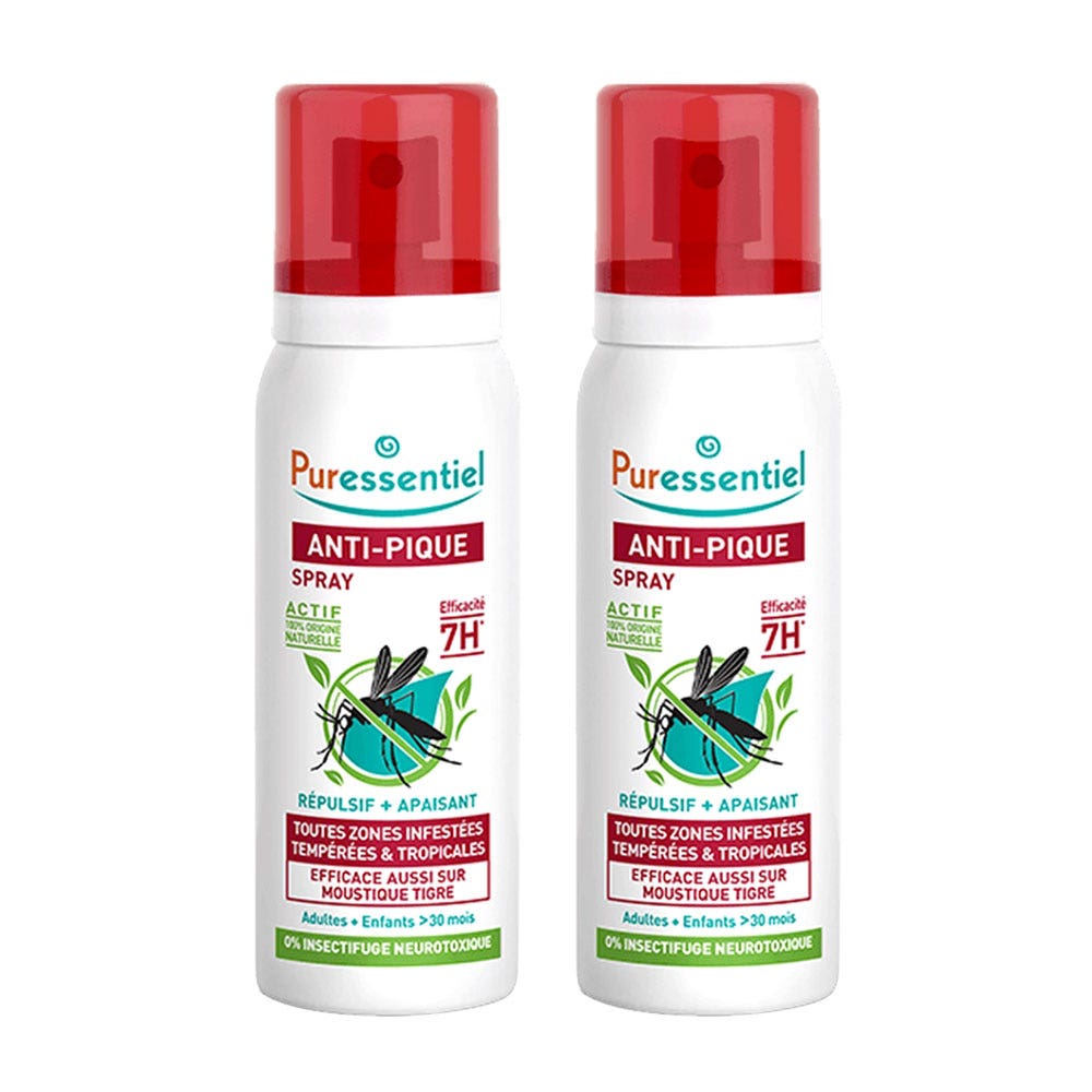 Puressentiel Anti-Pique Spray Répulsif Apaisant Zones Infestées Adultes et Enfants 2x75ml