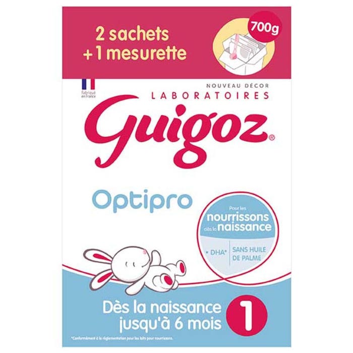 Guigoz Optipro 1 Lait En Poudre 2 Sachets + Mesurette De 0 A 6 Mois 700g