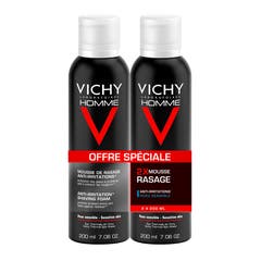 Vichy Homme Mousse A Raser Anti-irritations Vitamine C Peaux Sensibles 2x200ml