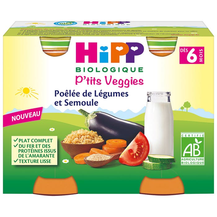 Hipp Pots De Legumes Bio P'tits Veggies Des 6 Mois 2x190g