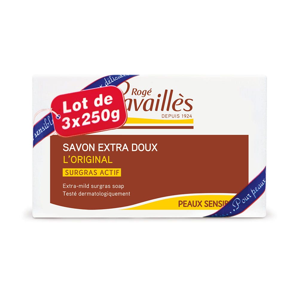 Cavaillès Savon Surgras Extra Doux Peaux Délicates et Sensibles 3x250g