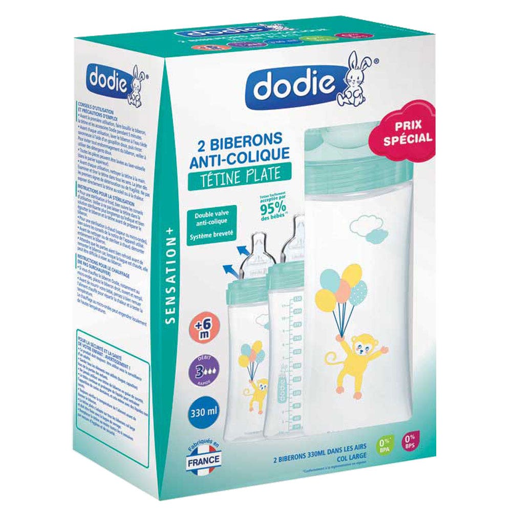 Dodie Coffret 2 Biberons Anti Colique Sensation + 6 mois et plus 330ml