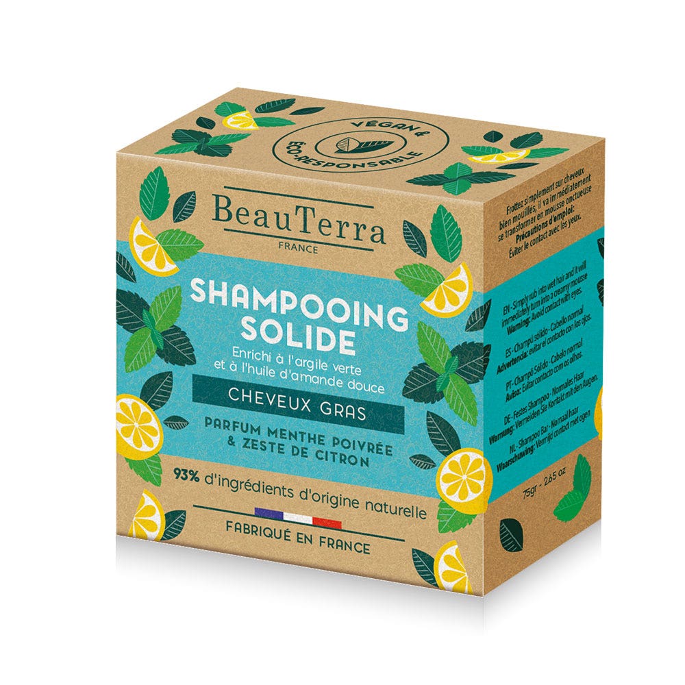 Beauterra Shampooing Solide Cheveux Gras Cheveux gras 75g