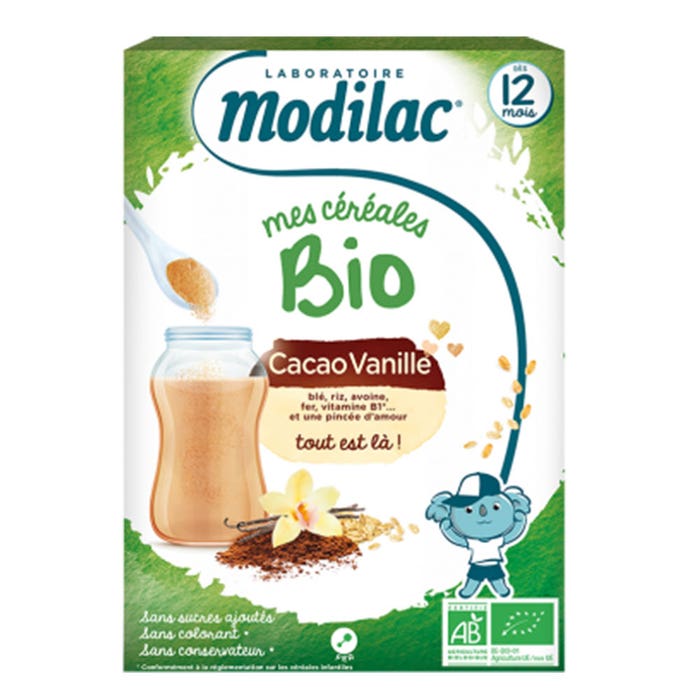 Modilac Mes Cereales Cacao Et Vanille Bio Des 12 Mois Dès 12 mois 250g