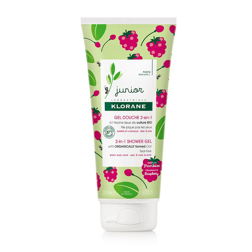 Klorane Junior Gel douche 2 en 1 Framboise 200ml