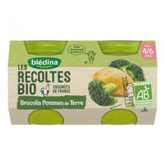 Blédina Pots Brocolis et Pommes de terre Bio 2x130g Les Recoltes Bio De 4 a 6 mois Bledina