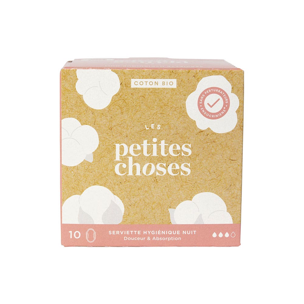 Les Petites Choses Serviettes Hygiéniques Nuit Coton Bio Boîte de 10