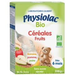 Physiolac Cereales Fruits Banane Pomme Poire Bio Des 6 Mois 200g