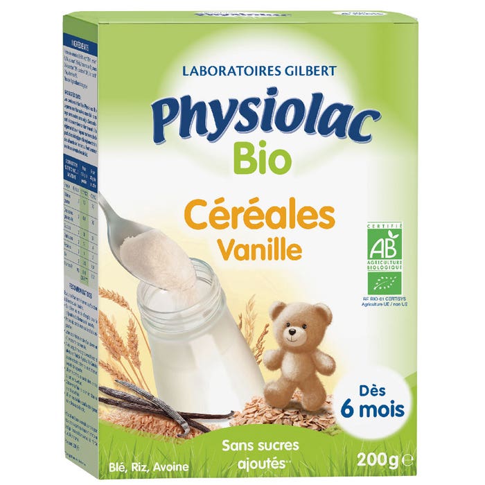 Physiolac Cereales Vanille Ble Riz Avoine Bio Des 6 Mois 200g
