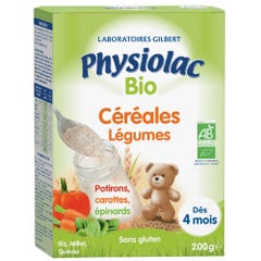 Physiolac Cereales Legumes Potirons Carottes Epinards Bio Dès 4 mois 200g