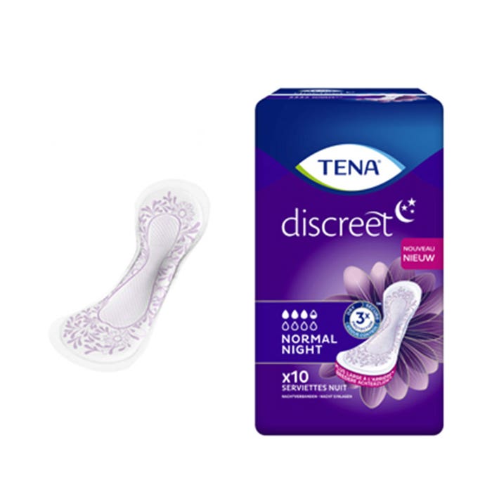 Tena Discreet Serviettes pour Fuites Urinaires Normal Night x10