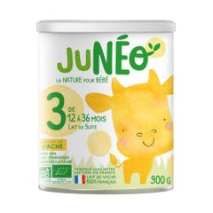 Juneo Lait de suite 3 au lait de vache Bio De 12 a 36 mois 900g