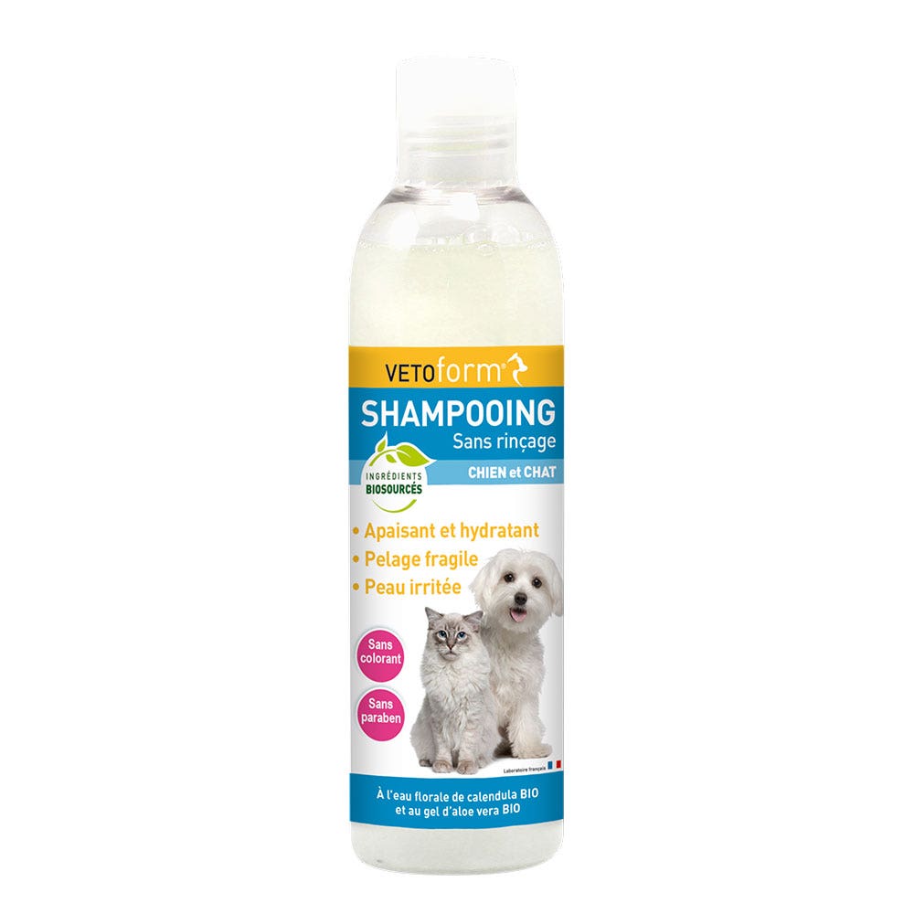 Vetoform Chien et Chat Shampooing Chien et Chat Sans Rincage Calendula et Aloe Vera Bio 200ml