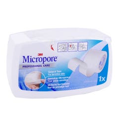 3M Micropore Sparadrap Microporeux Peaux sensibles 9.14mx2.5cm