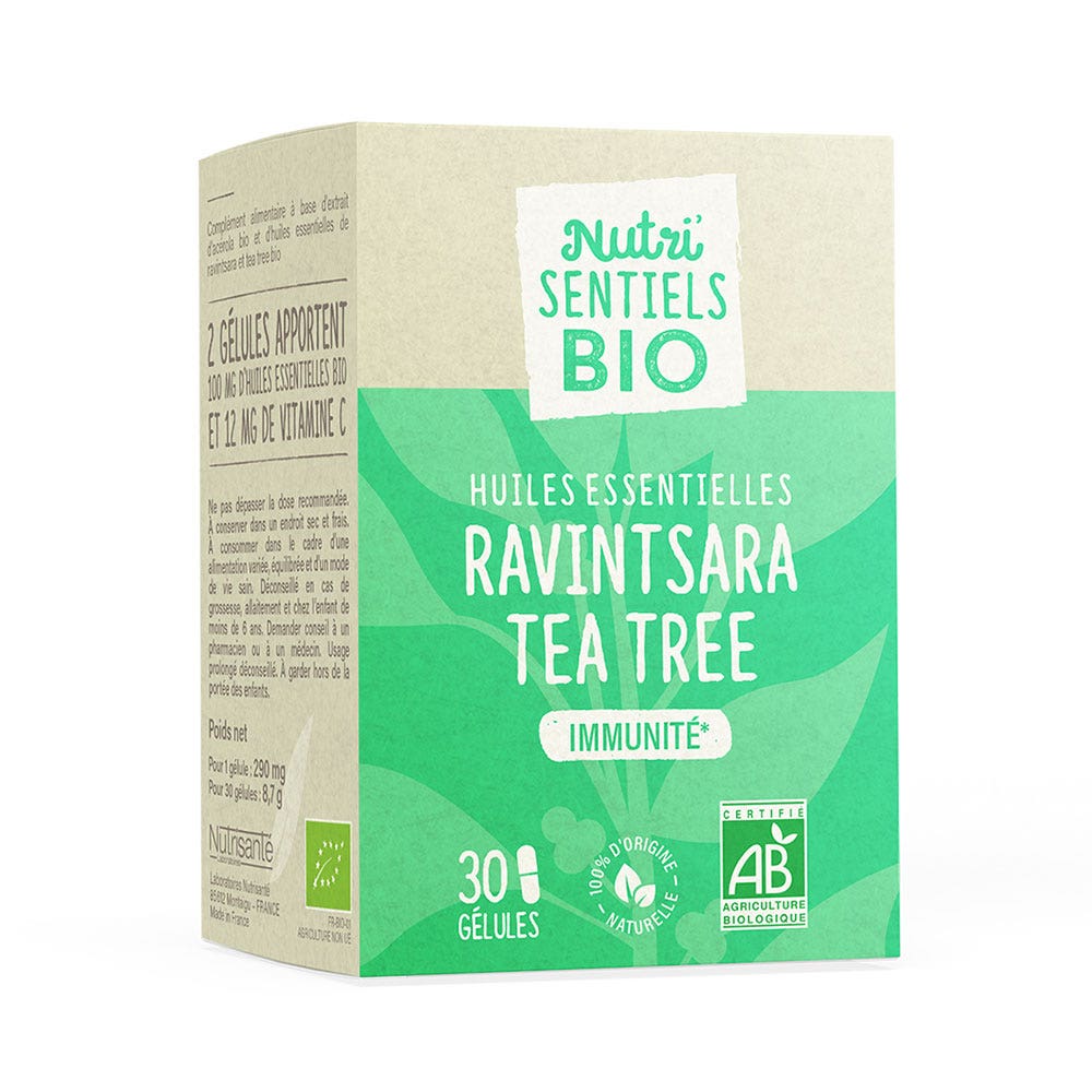 Vitavea Santé Nutri'sentiels Huile essentielle de Ravintsara et de Tea tree Bio Immunité 30 gélules