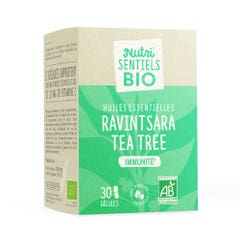 Nutrisante Nutri'sentiels Huile essentielle de Ravintsara et de Tea tree Bio Immunité 30 gélules