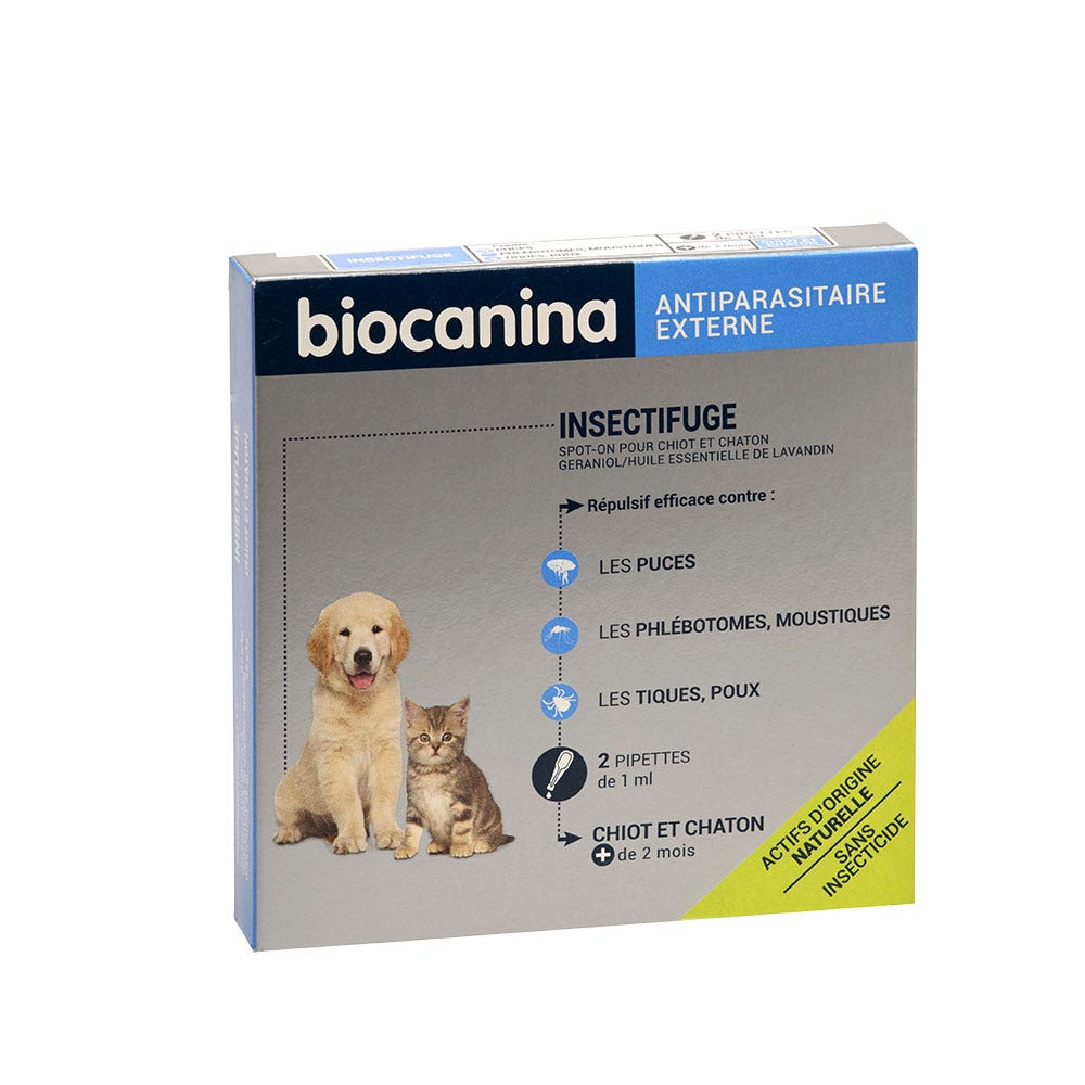 Biocanina Antiparasitaire externe INSECTIFUGE CHIOT CHATON 2 pipettes
