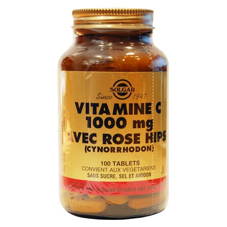 Solgar Vitamine C 1000mg avec Rose Hips Défenses Immunitaires 100 comprimés