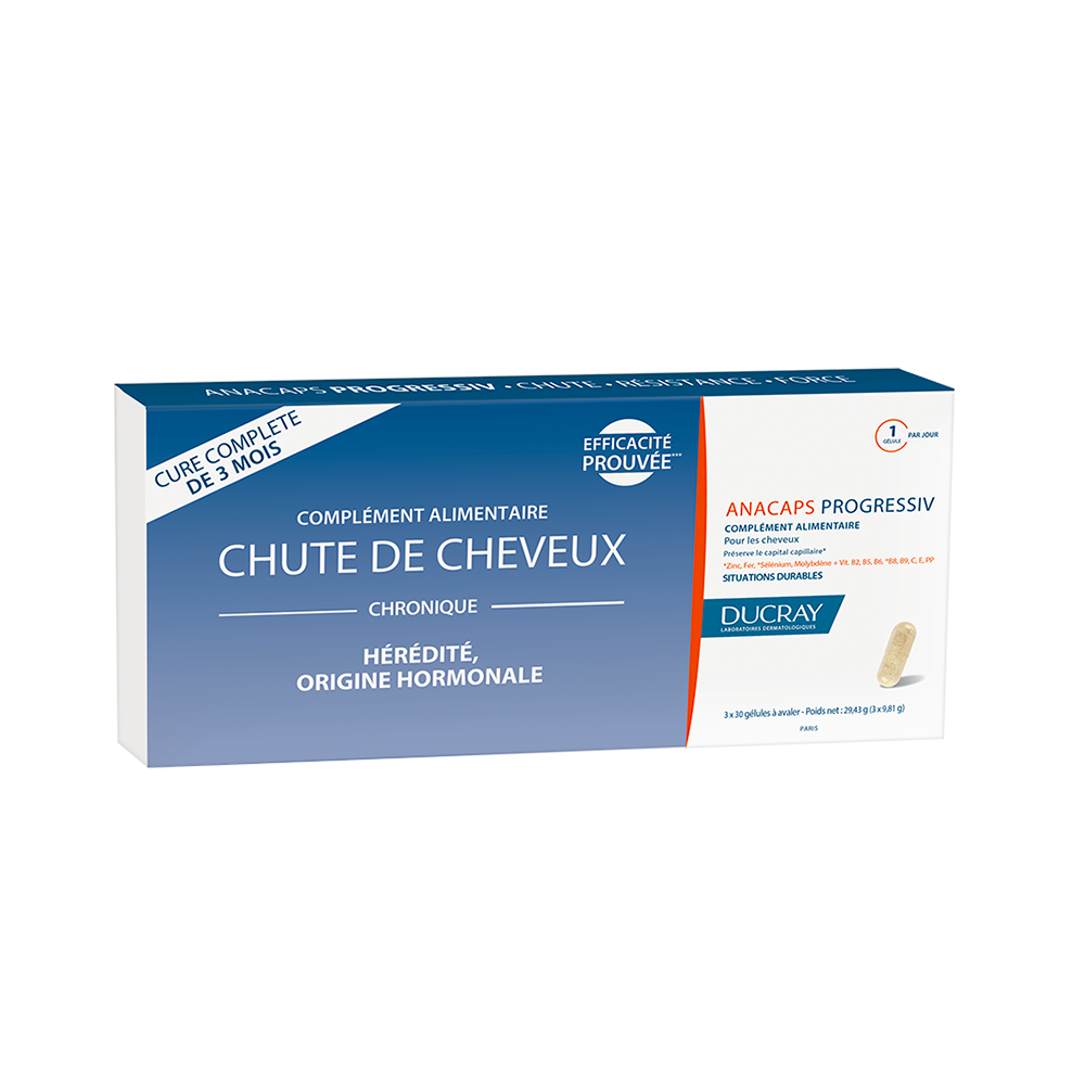 Ducray Chute De Cheveux Chronique Progressiv 3x30 gélules