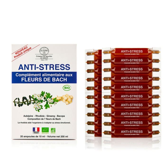 Elixirs & Co Stress Fleurs de Bach Bio 20 ampoules