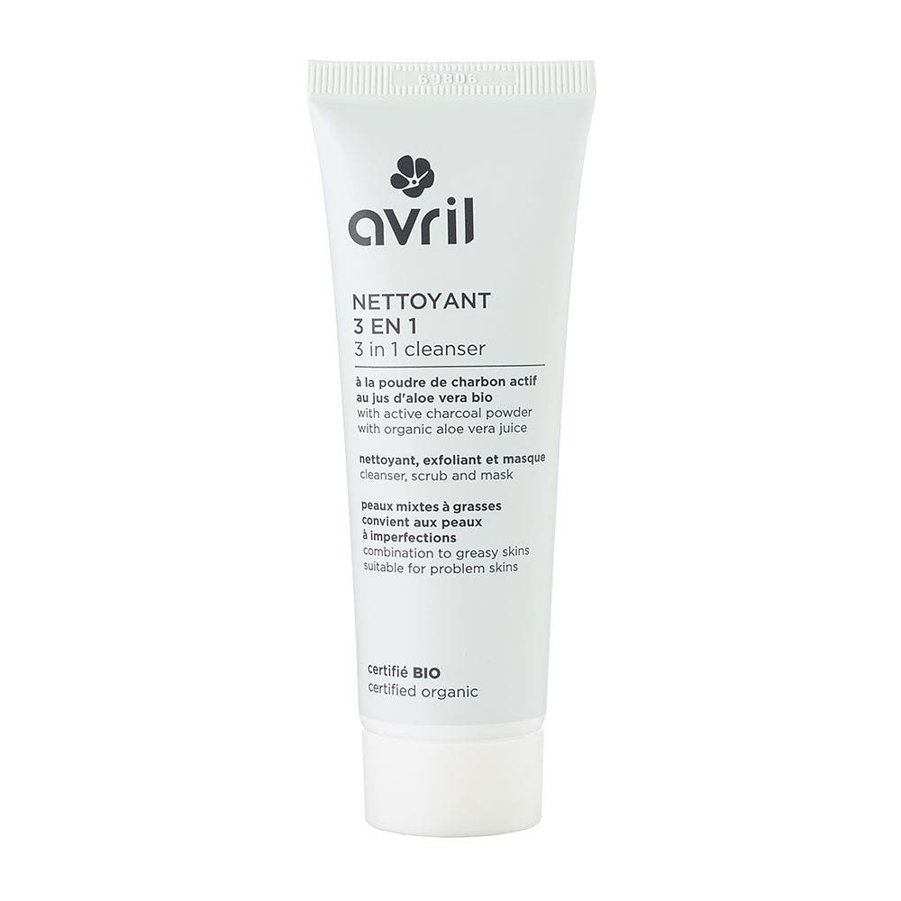 Avril Nettoyant 3 en 1 a la poudre de charbon actif bio Peaux mixtes à grasses 50ml
