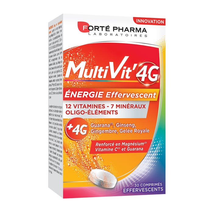 Multivitamines Effervescents Minéraux et Magnésium 30 comprimés effervescents MultiVit'4G Forté Pharma