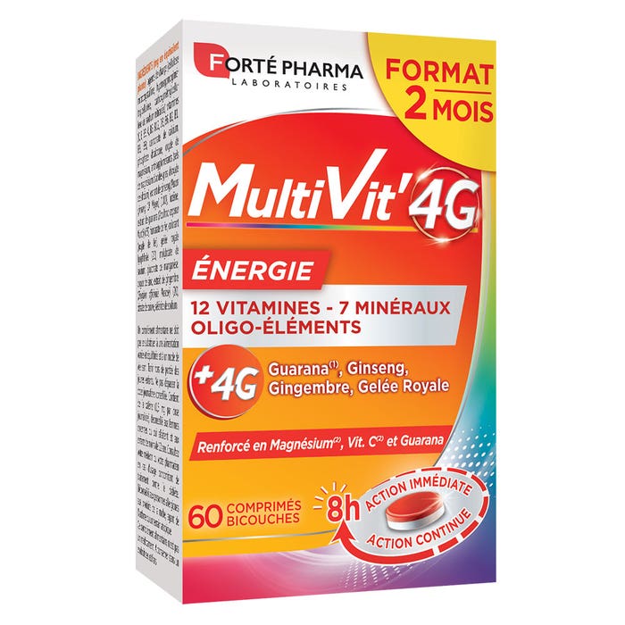 Multivitamines Minéraux et Oligo-éléments 60 comprimés MultiVit'4G Forté Pharma