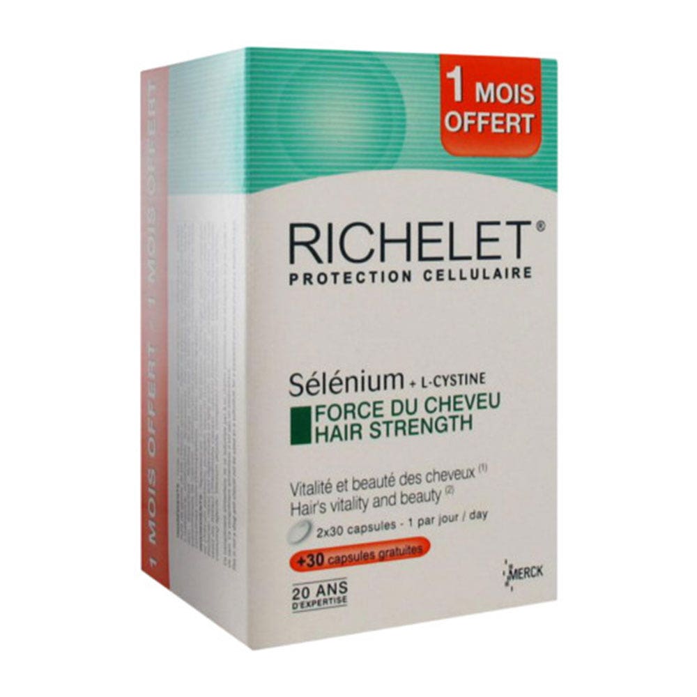 Richelet Selenium + L-cystine Force Du Cheveu 2x30 + 30 Gratuites ...