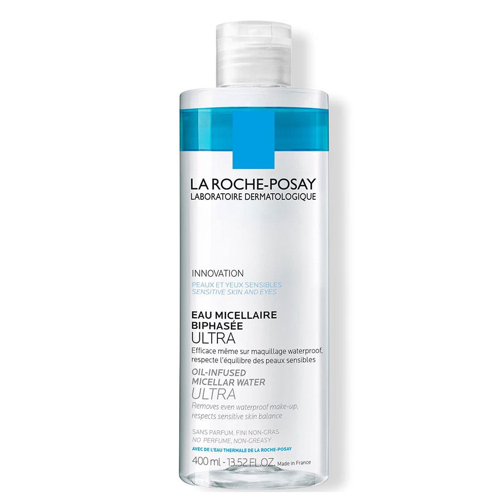 La Roche-Posay Toilette Physiologique Eau Micellaire Biphasée Ultra démaquillant Visage yeux waterproof 400ml
