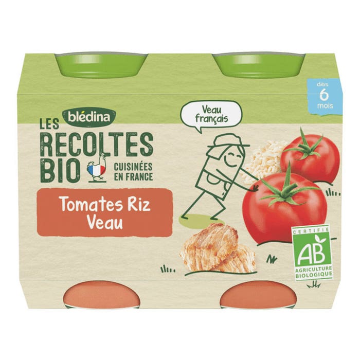 Blédina Petits pots repas bio Les Recoltes Bio Des 6 mois 2x200g