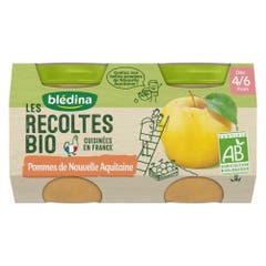 Blédina Compotes petits pots bio Les Recoltes Bio De 4 a 6 mois 2x130g