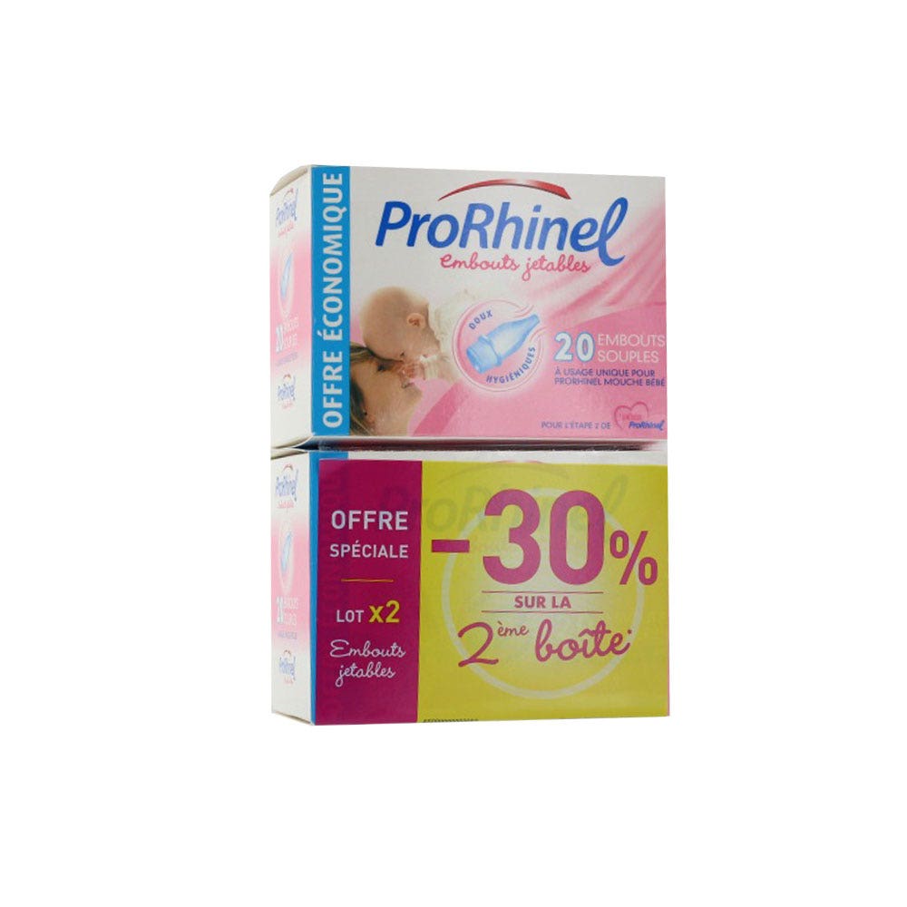 Prorhinel Embouts Nasaux Souples jetables Doux et hygiéniques 2x20