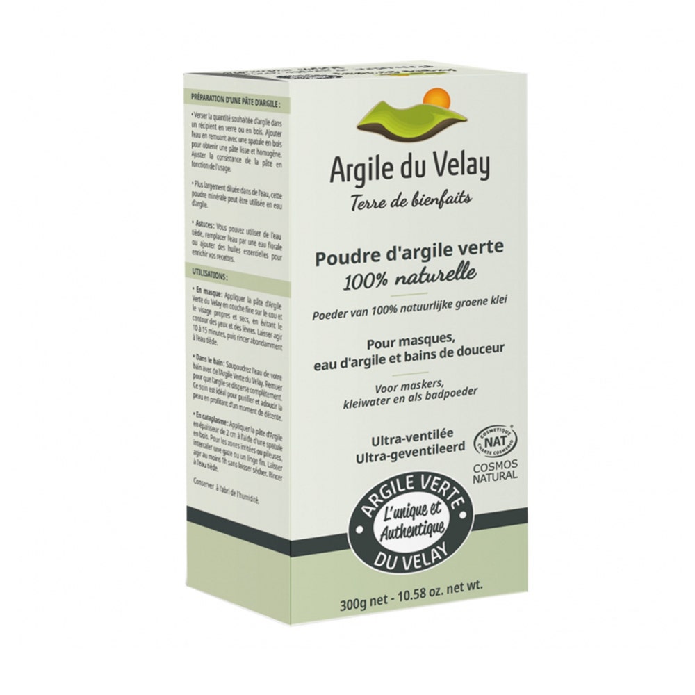 Argile du Velay Poudre d'Argile Verte 100% Naturelle 300g
