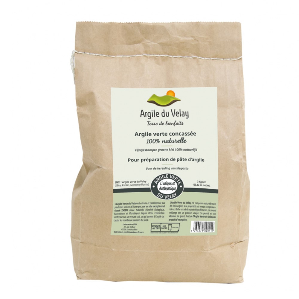Argile du Velay Le Soin Capillaire Sac Argile Verte Concassee 100% Naturelle Du Velay 3kg