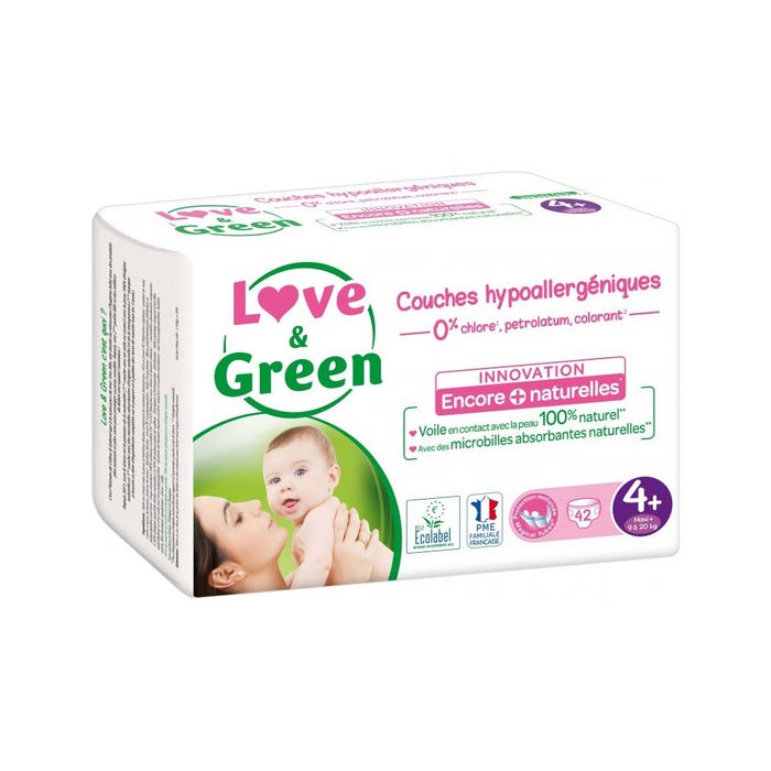 Love&Green Couches hypoallergéniques Taille 4+ 9 à 20kg x42