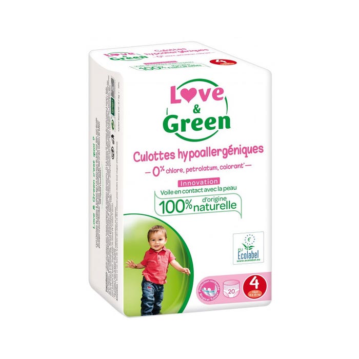Love&Green Couches culottes hypoallergéniques Taille 4 Maxi 8 à 15kg x20