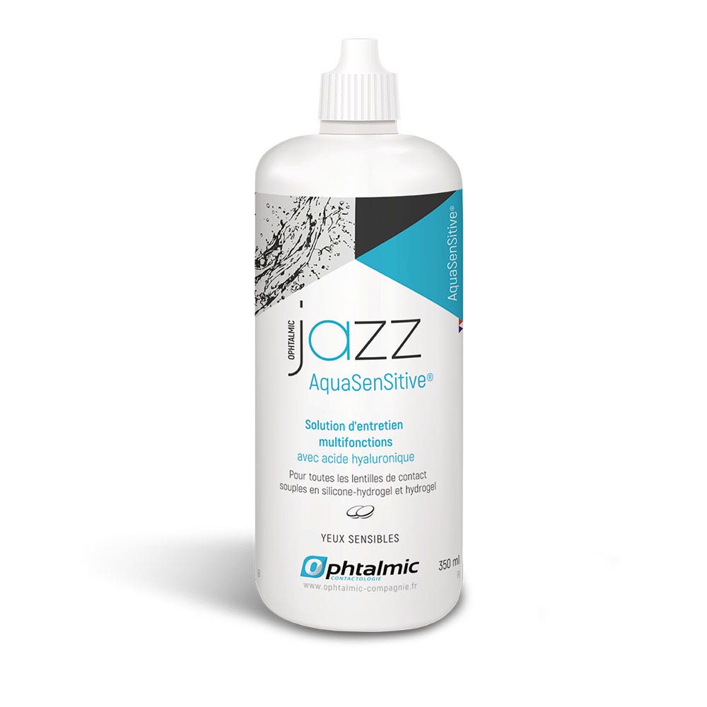 Ophtalmic AquaSensitive Jazz solution multifonction pour tous types de lentilles souples 350ml