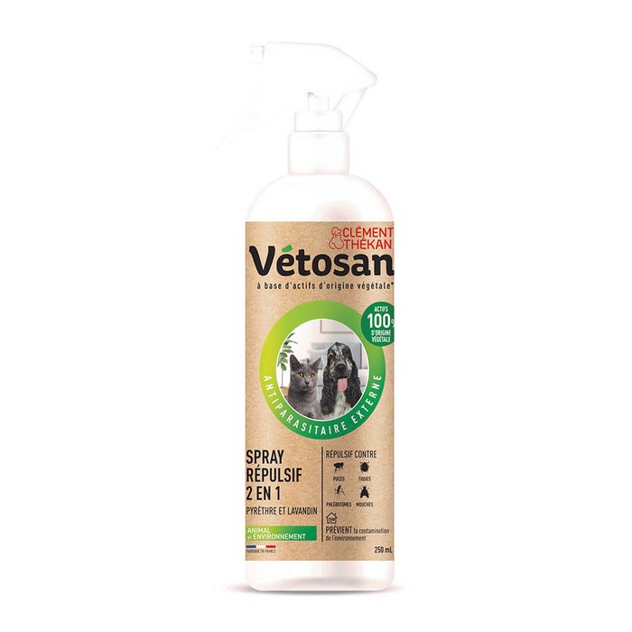 Anti-Puces Anti-Tiques Animal Spray 250ml Vétosan Clement-Thekan