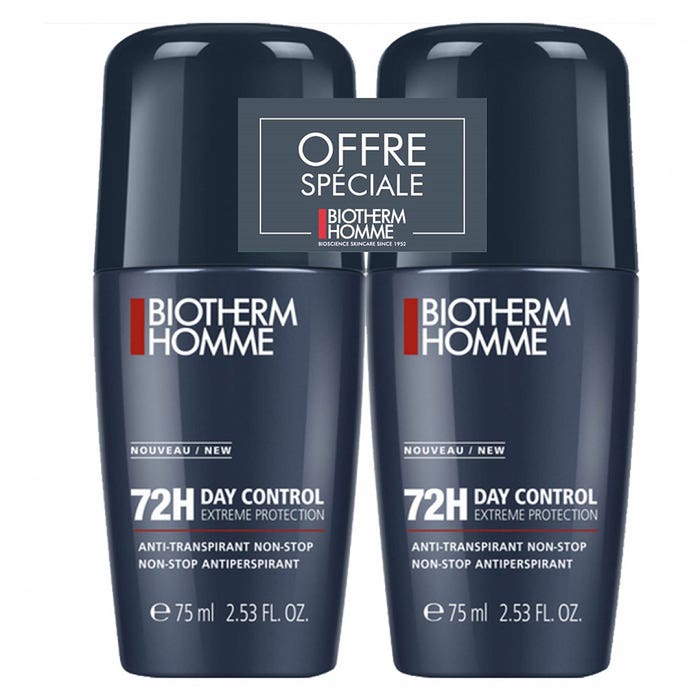 Deodorant 72h 2x75ml Day Control Homme Biotherm