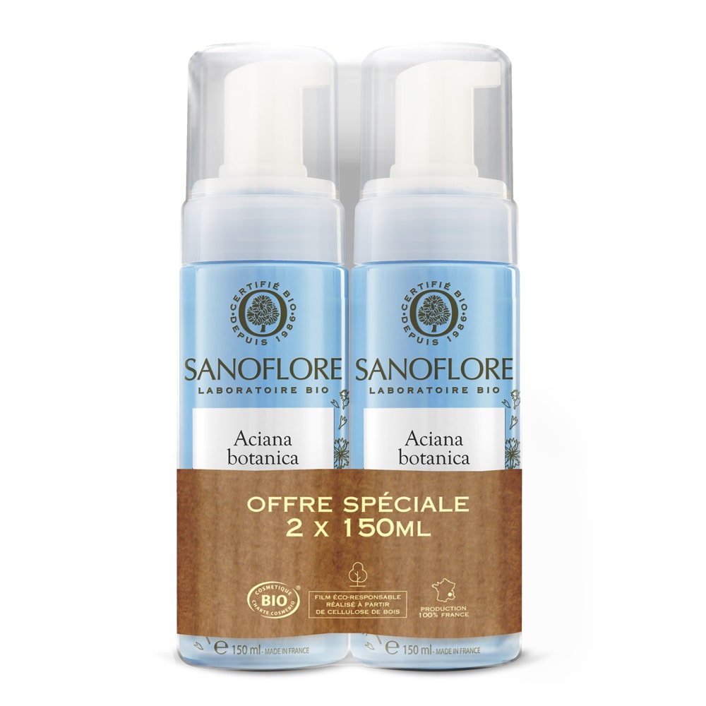 Sanoflore Aciana Botanica Mousse nettoyante visage et yeux bio 2x150ml